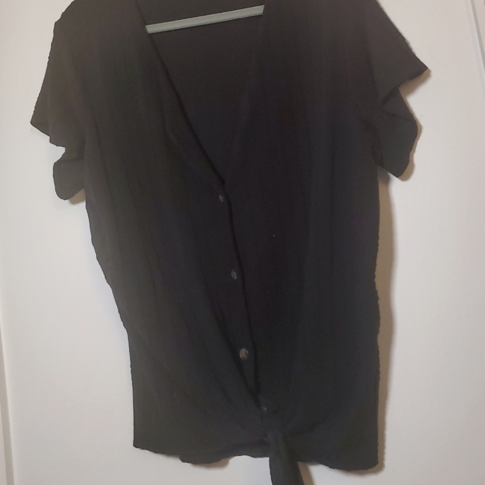 Weatherproof Vintage Ladies' Tie Front Black Top XXL